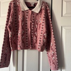 Sincerely Jules Pink and Cream Floral Cardigan